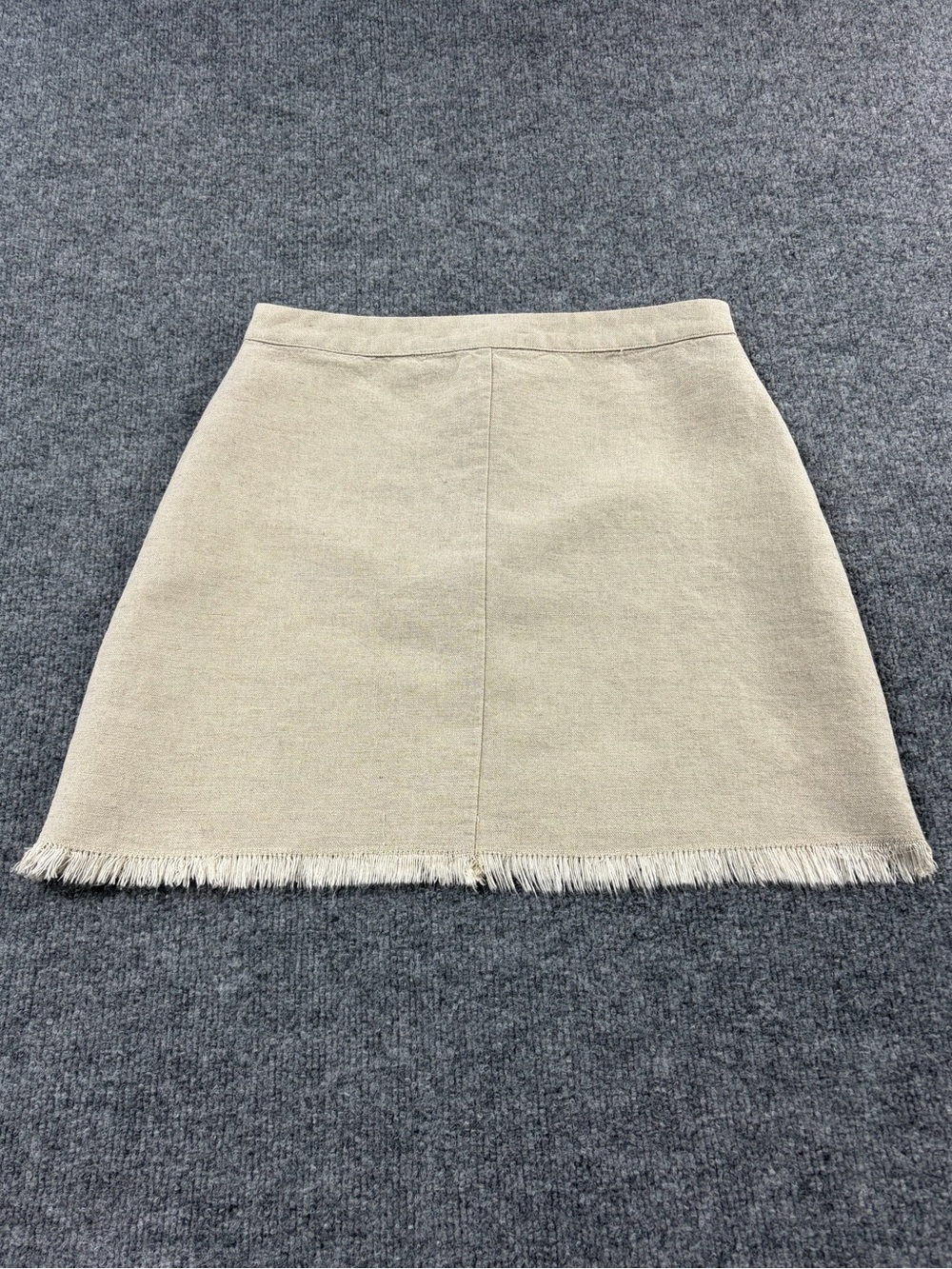 Petal & Pup Beige Linen Raw-Hem A-Line Mini Skirt | M - Picture 2 of 9